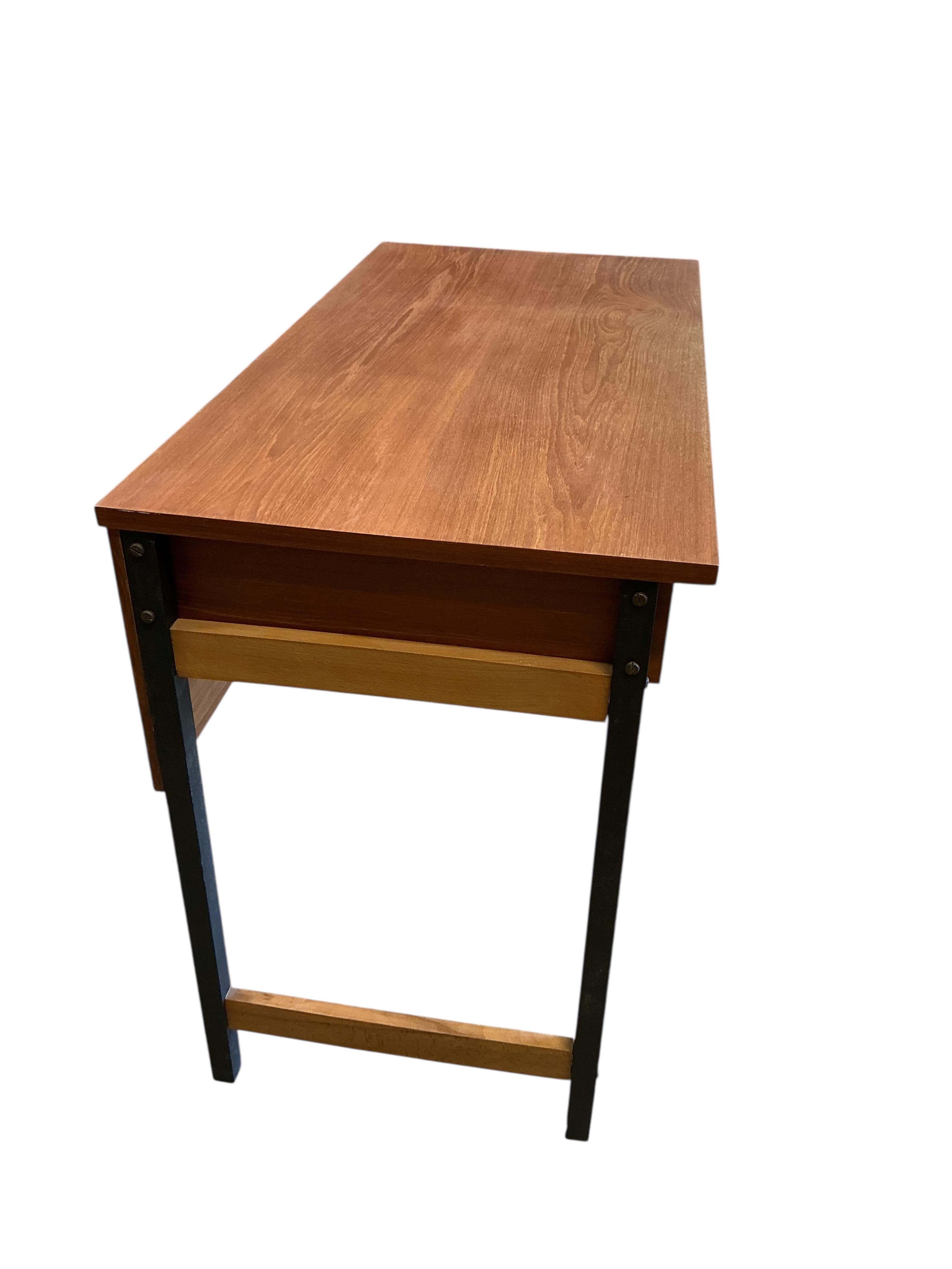 A mid century teak kneehole desk, width 99cm, depth 49cm, height 73cm